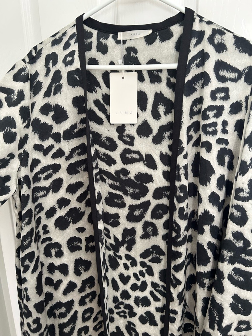 Luna Animal Print Black & White Kimono, Size Small. - Picture 3 of 6